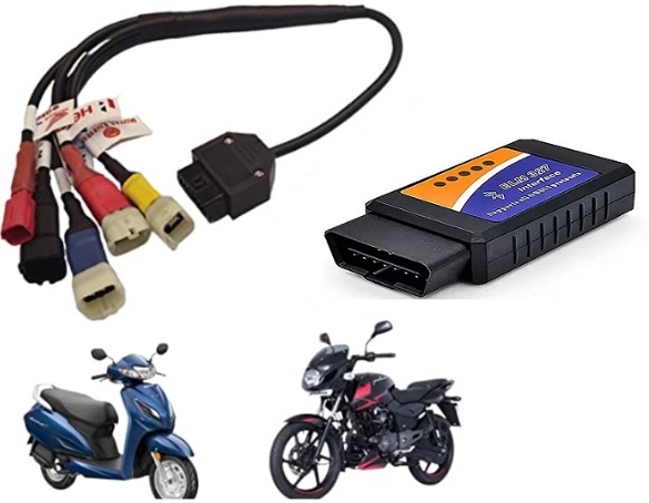 MapOut24 Bs6 Bike Cable All OBD Universal Cable with Fast Connectivity Work with All bs6 Bikes Multicolors Cable Original Branded with ELM327 scanner